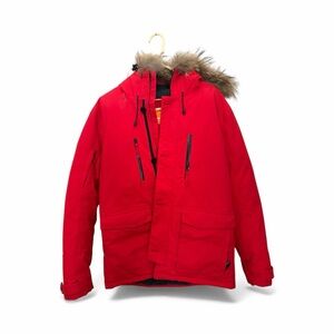 Cintamani Down Coat Red Arctic Parka Size M Broken Zipper
